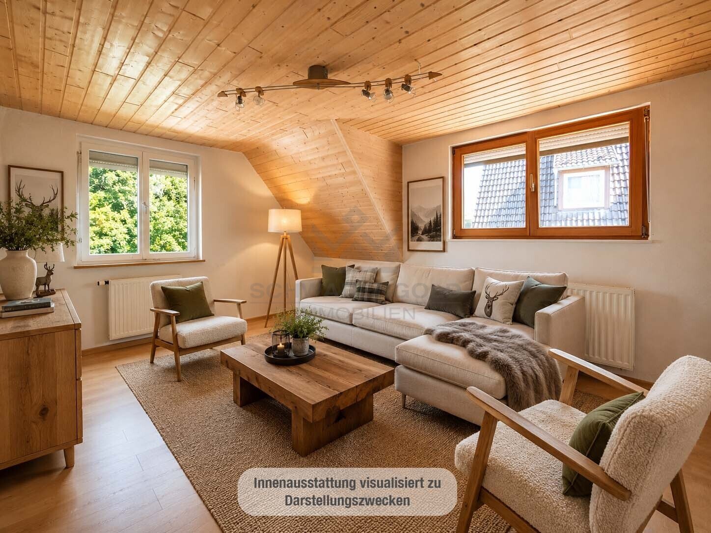 Wohnzimmer OG (visualisiert) Wohnzimmer OG (visualisiert)