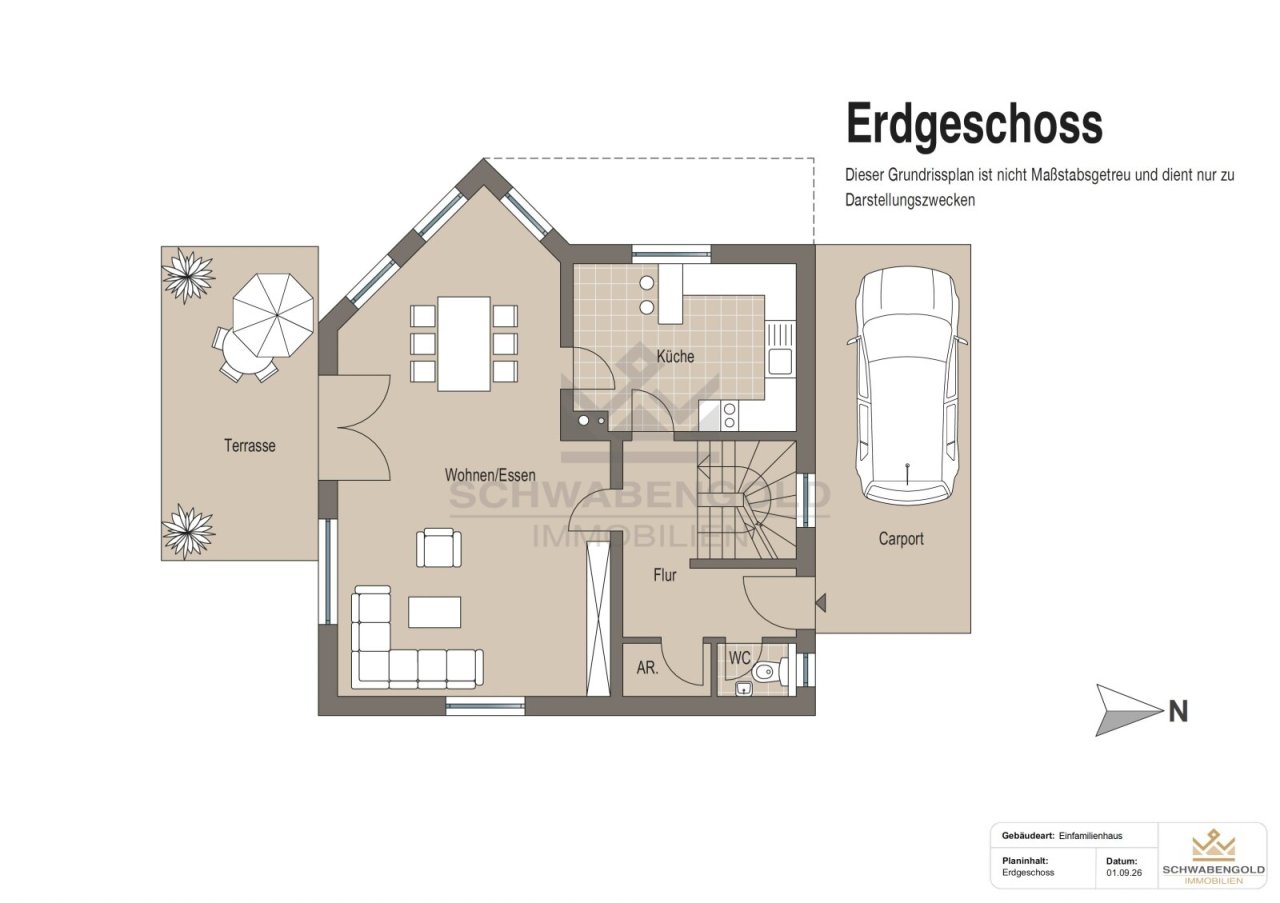 ** Freistehendes Einfamilienhaus in bevorzugter Familienlage in Ulm-Donaustetten ** (003-049) — Erdgeschoss