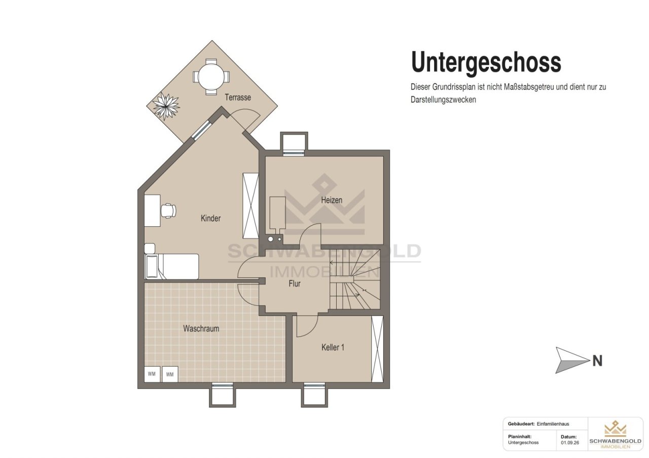 ** Freistehendes Einfamilienhaus in bevorzugter Familienlage in Ulm-Donaustetten ** (003-049) — Untergeschoss